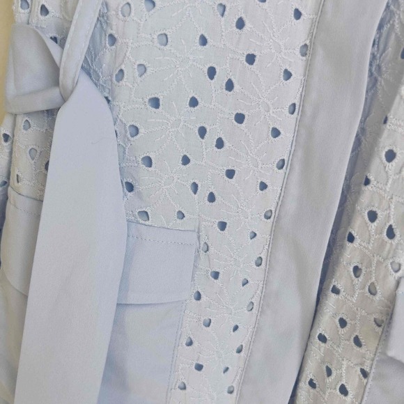 CeCe Cynthia Steffe Size 6 Shirt Dress Eyelet Sleeveless Collar Belted Pockets - Picture 11 of 14